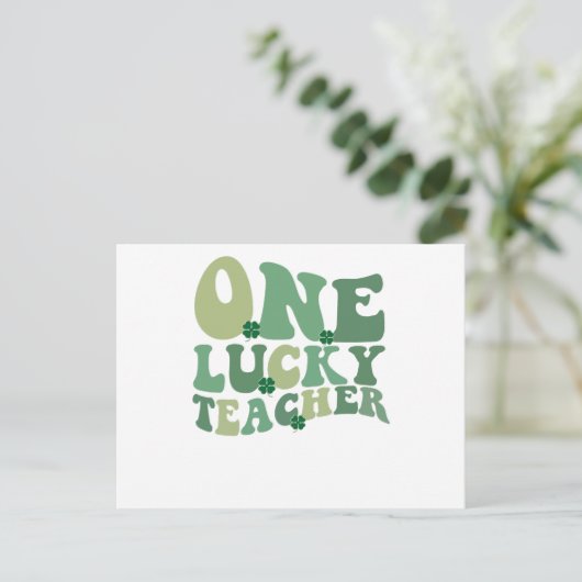 Eén Lucky leraar St Patricks Day Retro Groovy Briefkaart (Staand voorkant)