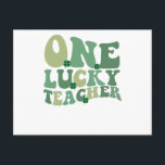 Eén Lucky leraar St Patricks Day Retro Groovy Briefkaart<br><div class="desc">Eén Lucky leraar St Patricks Day Retro Groovy</div>