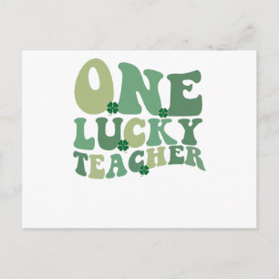 Eén Lucky leraar St Patricks Day Retro Groovy Briefkaart