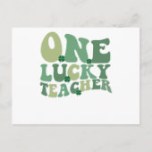 Eén Lucky leraar St Patricks Day Retro Groovy Briefkaart (Voorkant)