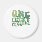 Eén Lucky leraar St Patricks Day Retro Groovy Magneet (Voorkant)