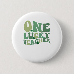 Eén Lucky leraar St Patricks Day Retro Groovy Ronde Button 5,7 Cm