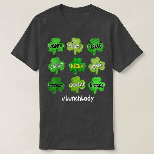Eén Lucky Lunch Lady Irish Shamrock Rainbow St Pat T-shirt (Design voorkant)