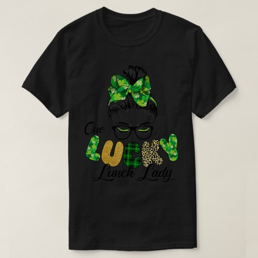Een Lucky Lunch Lady Patrick's Day Leopard Shamroc T-shirt (Design voorkant)