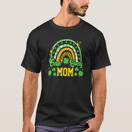 Eén Lucky Mam Leopard Print Rainbow T-shirt (Voorkant)