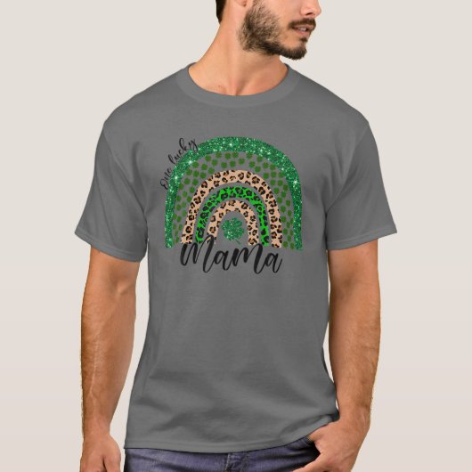 Eén Lucky Mama Irish Rainbow Leopard Patricks Day T-shirt (Voorkant)
