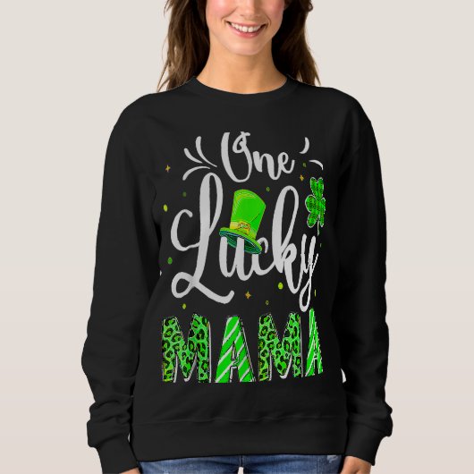Eén Lucky Mama Irish Shamrock Leopard St Patrick's Trui (Voorkant)