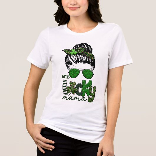 Een Lucky Mama Irish St. Patrick's Day Tri-Blend Shirt (Voorkant)