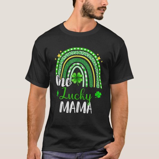 Eén Lucky Mama Leopard Print Rainbow St Patrick's T-shirt (Voorkant)