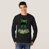 Een Lucky Mama St Patrick S Day Leopard Messy Bun T-shirt (Voorkant volledig)