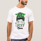 Een Lucky Mama St Patricks Day Dot Pattern Messine T-shirt (Voorkant)