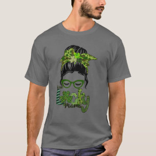Een Lucky Mama St. Patrick's Day, Leopard Messy Bu T-shirt