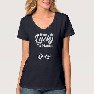 Eén Lucky mama van Twins St Patricks Zwangerschap T-shirt