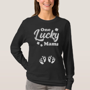 Eén Lucky mama van Twins St Patricks Zwangerschap T-shirt