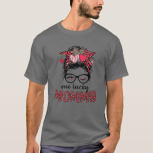 Eén Lucky mamma Messy Bun Leopard T-shirt
