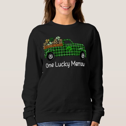 Eén Lucky Memaw Green Pset Truck Shamrocks St Pat Trui (Voorkant)