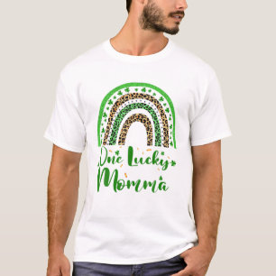 Eén Lucky Momma Irish Rainbow Leopard Patricks Day T-shirt