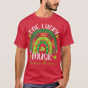 Eén Lucky Music Teacher Rainbow St Patrick Day Man T-shirt