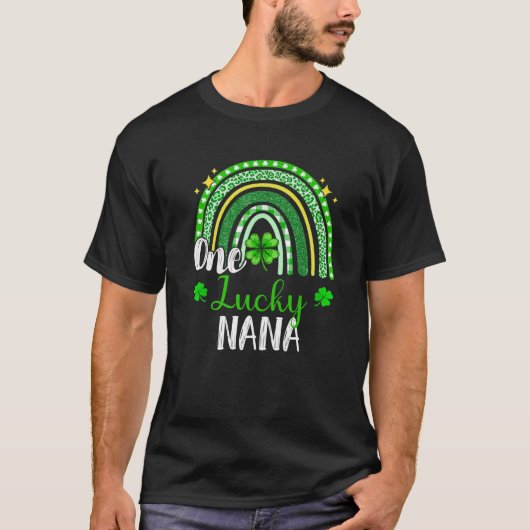 Eén Lucky Nana Leopard Print Rainbow St Patrick T-shirt (Voorkant)