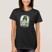 Eén Lucky Nanna Messy Bun Leopard St Patrick's Day T-shirt (Voorkant)
