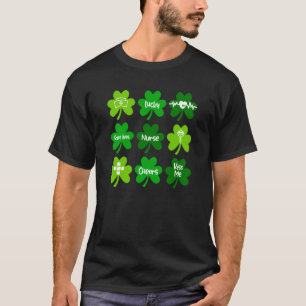 Eén Lucky Nurse Green Shamrock Nurse St Patrick's T-shirt