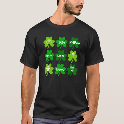 Eén Lucky Nurse Green Shamrock Nurse St Patrick's T-shirt (Voorkant)