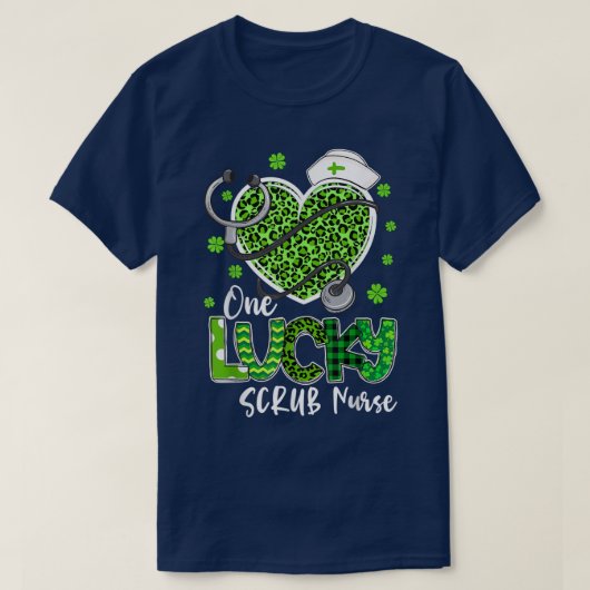 Eén Lucky Nurse Scrub RN ICU, St Patricks Day Nu T-shirt (Design voorkant)