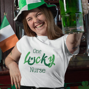 Eén Lucky Nurse    Sint Patrick's Day T-shirt