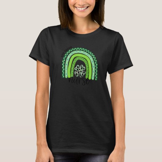 Eén Lucky Nurse St Patrick S Day Boho Rainbow Leop T-shirt (Voorkant)