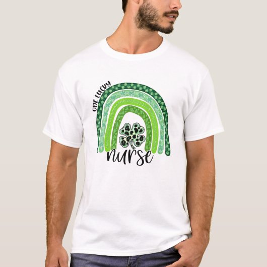 Een Lucky Nurse St. Patrick's Day Boho Rainbow Leo T-shirt (Voorkant)