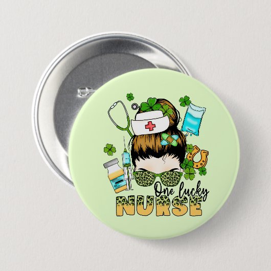 Een Lucky Nurse St. Patrick's Ronde Button 7,6 Cm (Voorkant /achterkant)