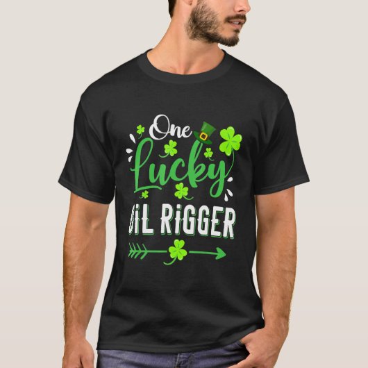Eén Lucky Oil Rigger Shamrock Leprechaun Pet St Pa T-shirt (Voorkant)