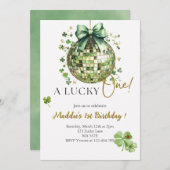 Een Lucky One Schattige Disco Bal 1e Verjaardagsui Kaart (Voorkant / Achterkant)