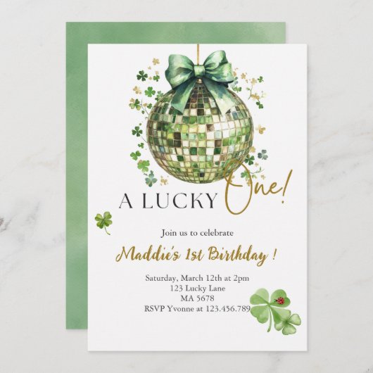 Een Lucky One Schattige Disco Bal 1e Verjaardagsui Kaart (Voorkant / Achterkant)