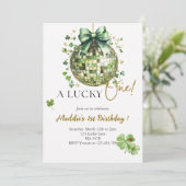 Een Lucky One Schattigee Discoball 1e verjaardagsu Kaart (Staand voorkant)