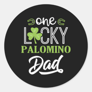 Een Lucky Palomino Horse Dad Ierse paardrijden Ronde Sticker