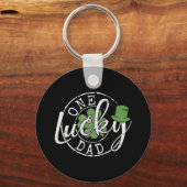 Een Lucky Pap vader Ierse klevers St Patricks Day Sleutelhanger (Voorkant)