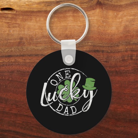 Een Lucky Pap vader Ierse klevers St Patricks Day Sleutelhanger (Voorkant)