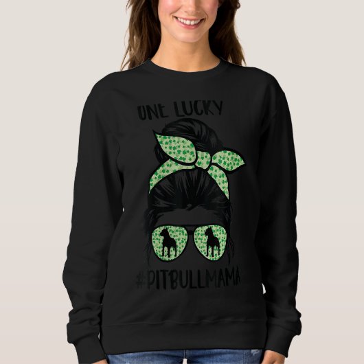 Eén Lucky Pitbull Mama Funny St Patrick S Day Pitb Trui (Voorkant)