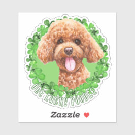 Eén Lucky Poodle Funny St. Patrick Dog Sticker