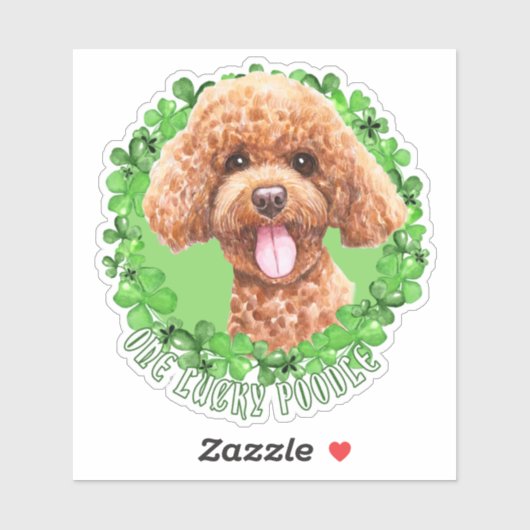 Eén Lucky Poodle Funny St. Patrick Dog Sticker (Vel)
