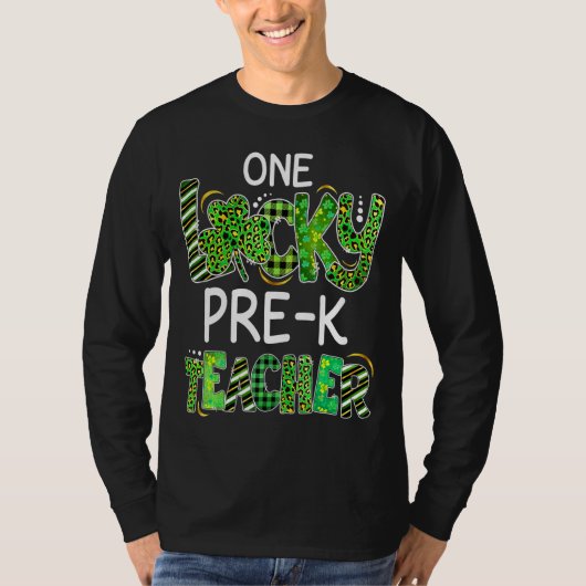 Eén Lucky Pre K leraar Shamrock Leopard Play Pat T-shirt (Voorkant)