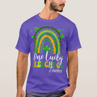 Eén Lucky Preschool leraar Rainbow Shamrock Patri T-shirt