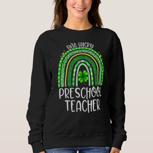 Eén Lucky Preschool leraar Rainbow St Patrick's D Trui (Voorkant)