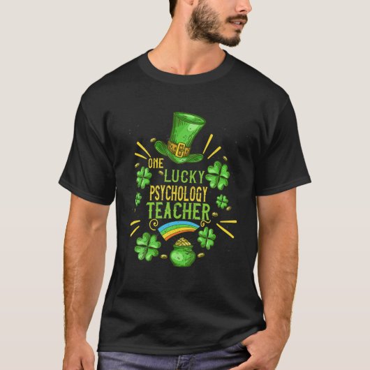 Eén Lucky Psychology-leraar Shamrock St. Patrick' T-shirt (Voorkant)