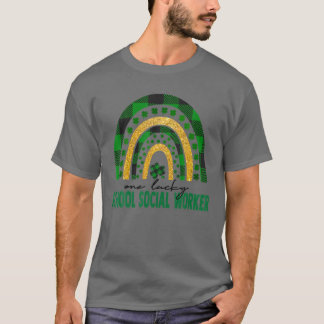 Eén Lucky School Social Worker Rainbow St Patricks T-shirt