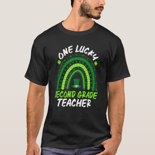 Eén Lucky Second Grade Teacher Rainbow St Patrick' T-shirt (Voorkant)