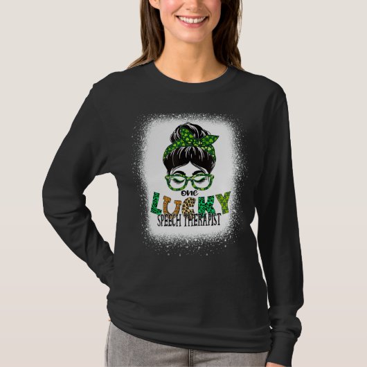 Eén Lucky Speech Therapist Bleaching St Patricks D T-shirt (Voorkant)