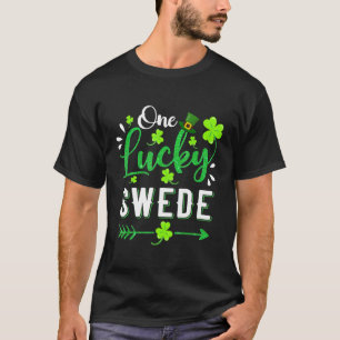 Eén Lucky Swede Shamrock Leprechaun Pet St Patrick T-shirt