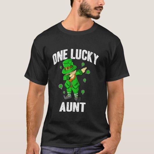 Eén Lucky tante St Patricks Day Dabbing Leprechaun T-shirt (Voorkant)